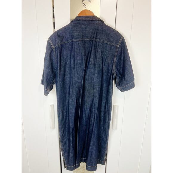 Lauren Ralph Lauren Denim V-Neck Collared Shift Dress Blue XXL | Classic Jean - Picture 3 of 11